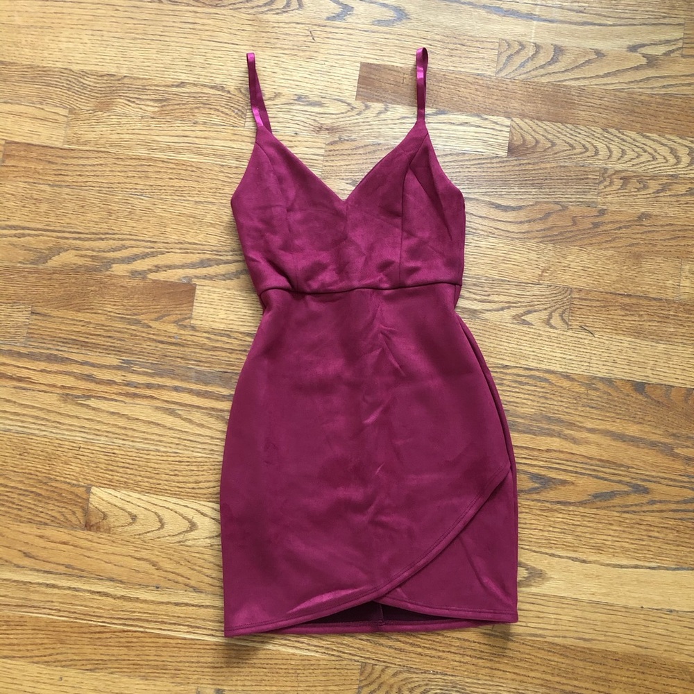 Suede Tulip Hemline Dress Mini Bodycon